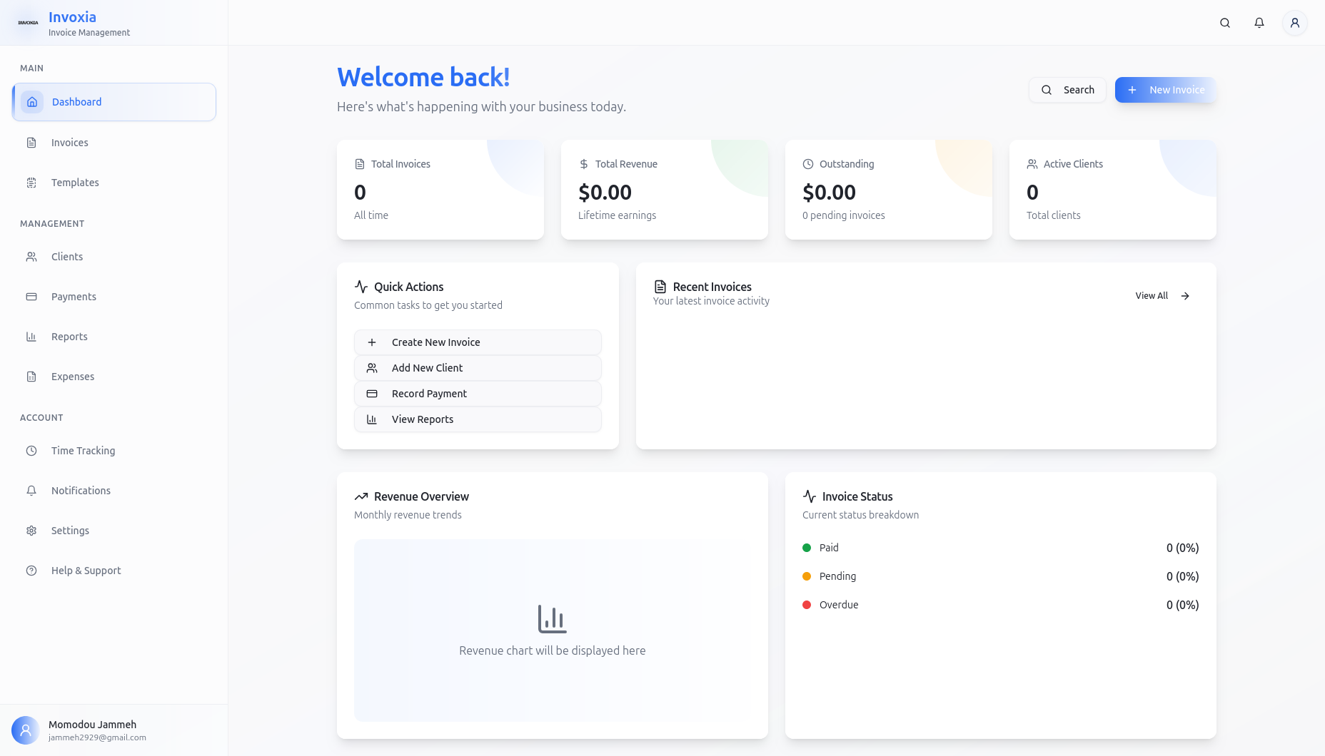 Invoxia dashboard preview